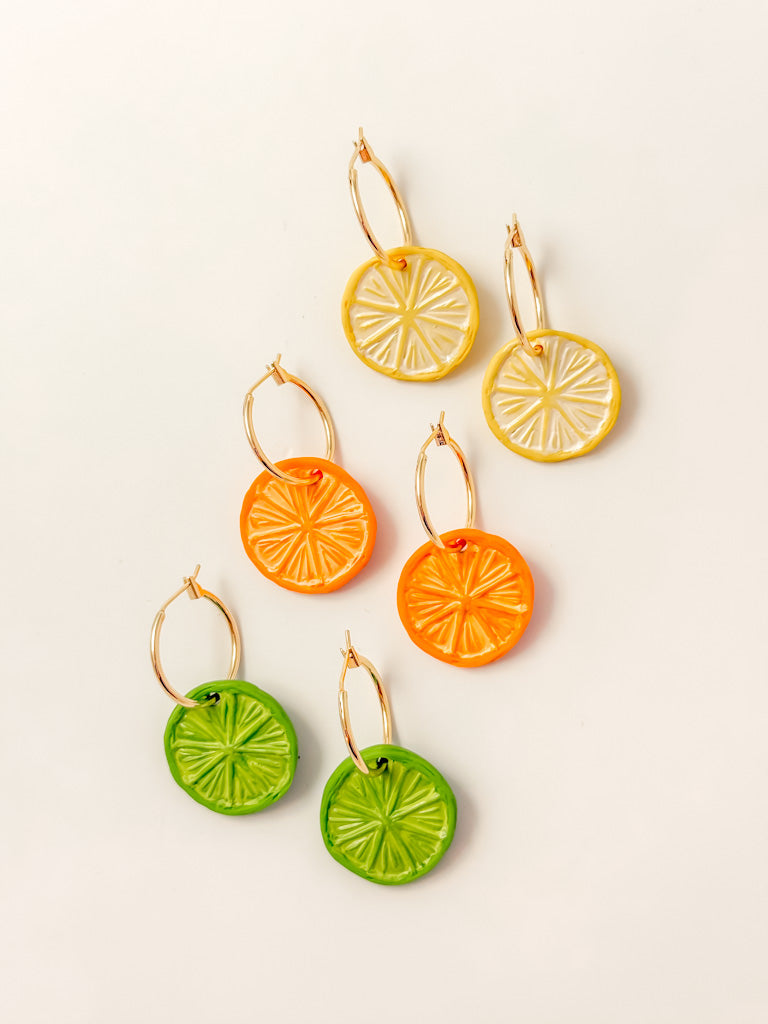 Citrus Slice Hoop Earrings (multiple colors)