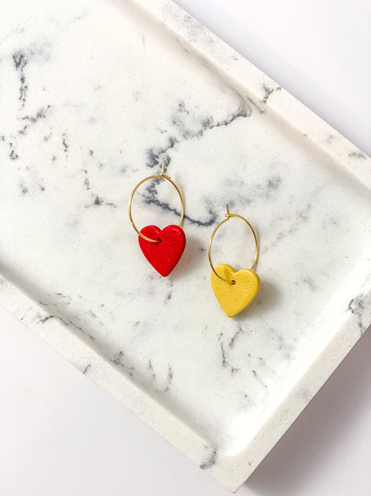 KC Heart Hoop Earrings (multiple colors)