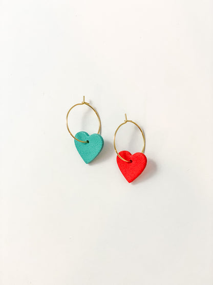 KC Heart Hoop Earrings (multiple colors)