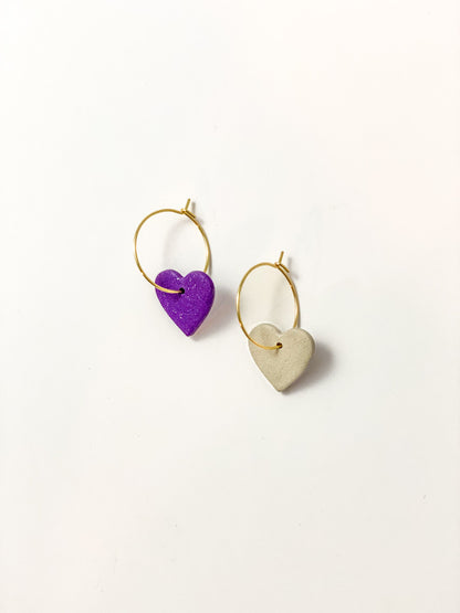 KC Heart Hoop Earrings (multiple colors)