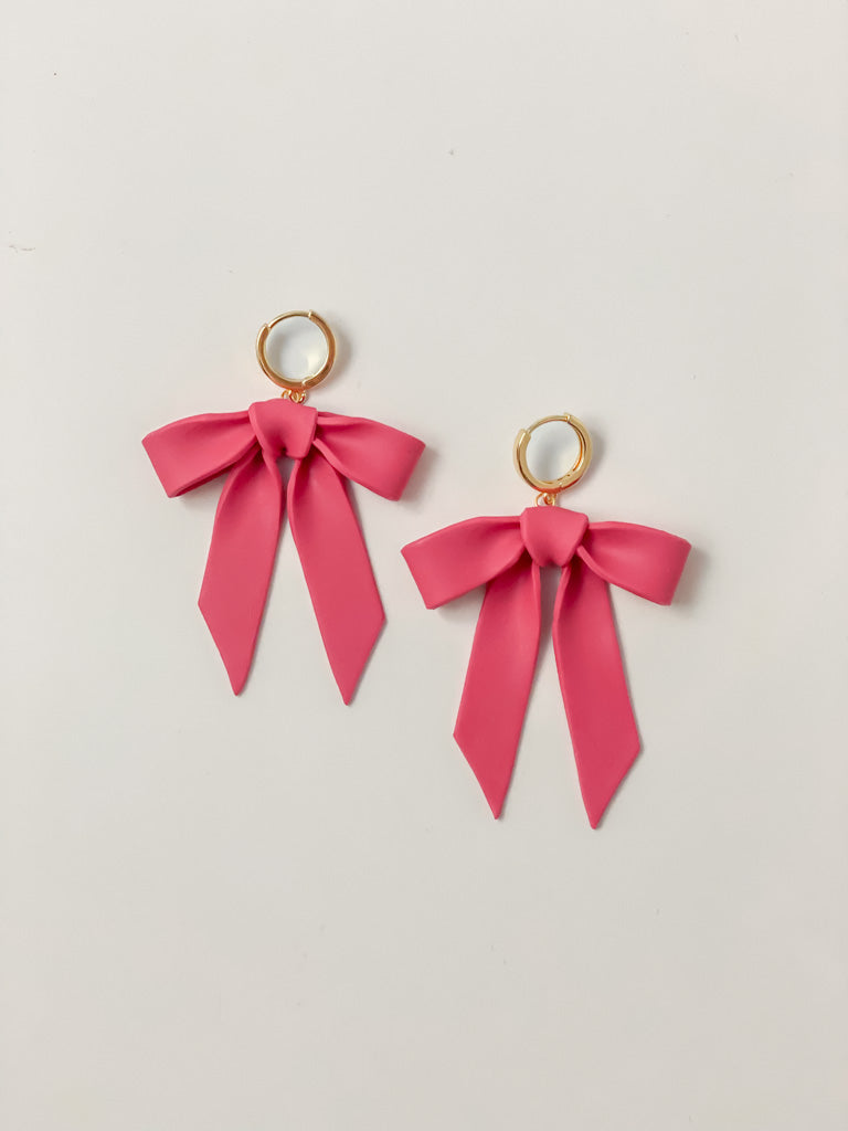 ピアス Pink Pull Bow Earrings Pink Bow Earrings | en route jewelry
