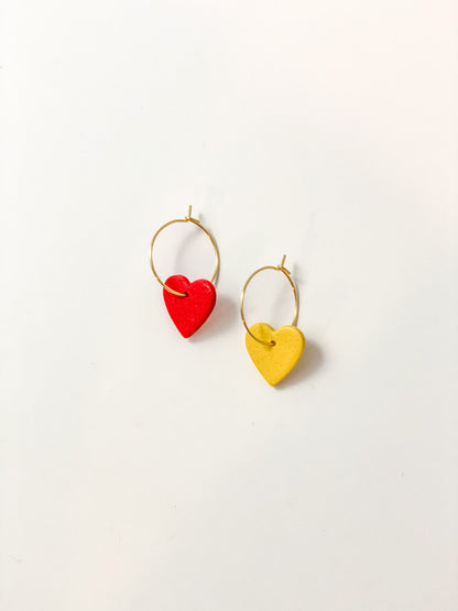 KC Heart Hoop Earrings (multiple colors)