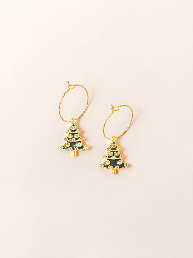 Oh Glitzmas Tree Hoop Earrings
